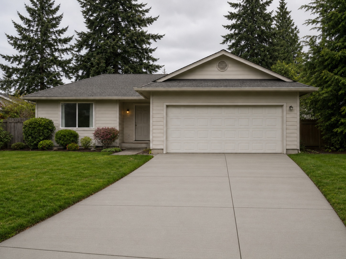 New broom-finish concrete driveway in Marysville, Washington